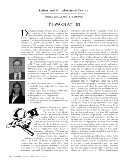 The WARN Act 101 - Federal Bar Association