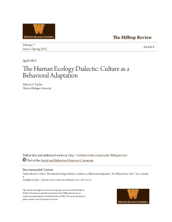 The Human Ecology Dialectic: Culture as a Behavioral Adaptation