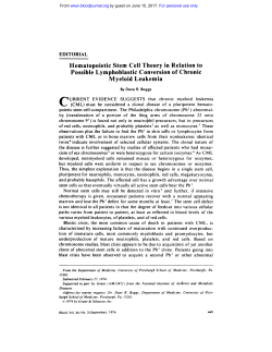Hematopoietic Stem Cell Theory in Relation to