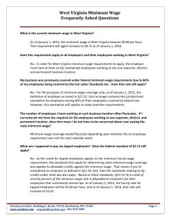 MINIMUM WAGE FAQs - West Virginia Division of Labor