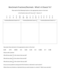 Benchmark Fractions/Decimals: What`s it Closest To?