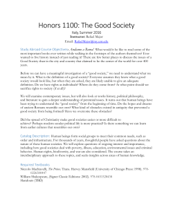 Honors 1100: The Good Society
