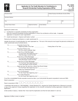 Application for Tax Credit Allocation for Contributions to Nonprofit