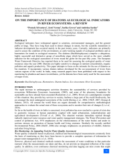 on the importance of diatoms as ecological indicators in