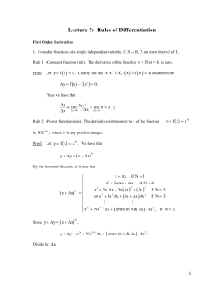 Lecture 5: Rules of Differentiation ( ) ( ) ( ) ( )