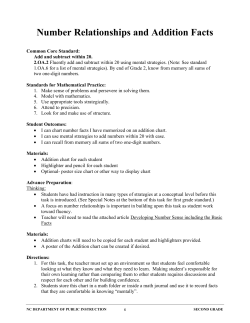 Number Relationships and Addition Facts