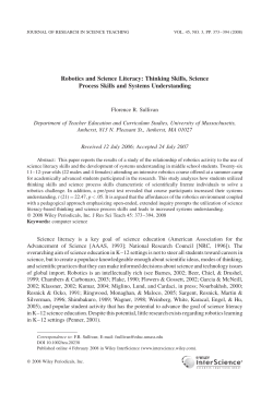 Robotics and science literacy: Thinking skills, science process skills