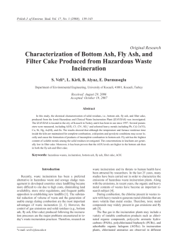 Characterization of Bottom Ash, Fly Ash, and Filter Cake Produced