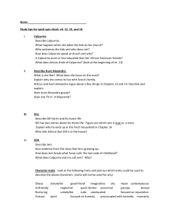 Name Study tips for quick quiz check: ch. 12, 13, and 14. I. Calpurnia