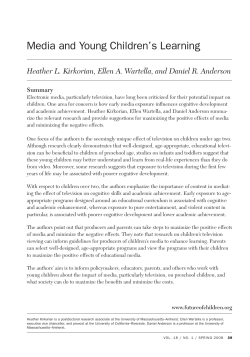 Media and Young Children`s Learning