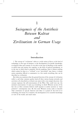 1 Sociogenesis of the Antithesis Between Kultur and Zivilisation in