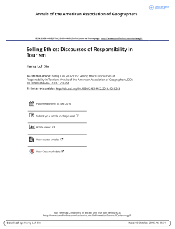 Selling Ethics: Discourses of Responsibility in Tourism