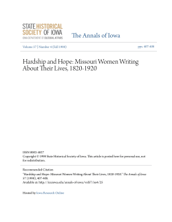 Hardship and Hope: Missouri Women Writing About Their Lives