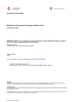 Metabolism of atmospheric hydrogen sulfide in onion Durenkamp
