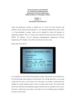 Ocean Structures and Materials Dr. Srinivasan