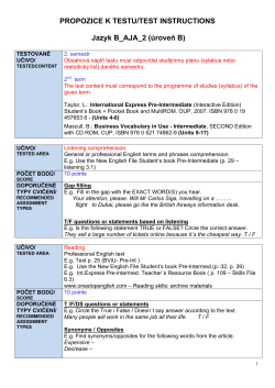 PROPOZICE K TESTU/TEST INSTRUCTIONS Jazyk B_AJA_2