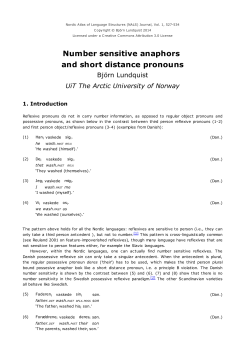 Number sensitive anaphors and short distance pronouns