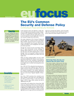 EU Focus: The EU`s Common Security and Defense Policy