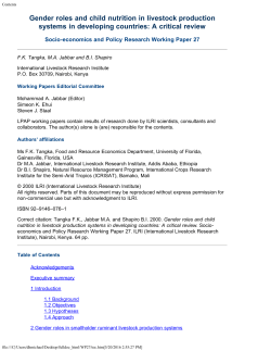 Gender roles and child nutrition in livestock production systems in