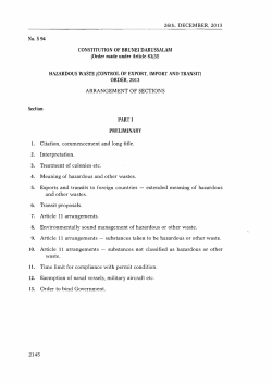No. S94 CONSTITUTION OF BRUNEI DARUSSALAM HAZARDOUS