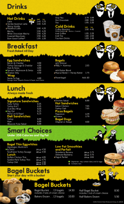 Drinks Breakfast Lunch Smart Choices Bagel Buckets