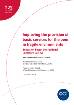 Improving the provision of basic services for the poor in fragile