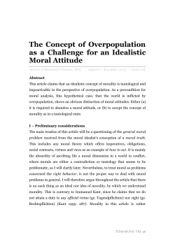 The Concept of Overpopulation as a Challenge for an