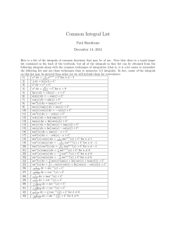 Common Integral List