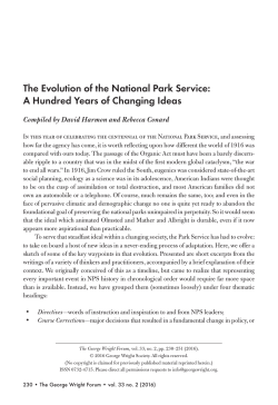 The Evolution of the National Park Service: A Hundred Years of