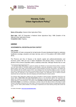 Havana, Cuba: Urban Agriculture Policy