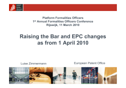 Raising the Bar and EPC changes as from 1 April 2010