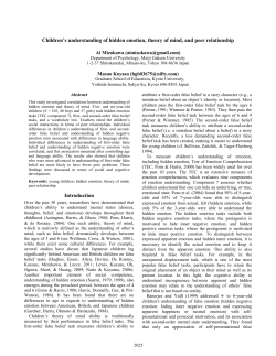 Children`s understanding of hidden emotion, theory of mind, and