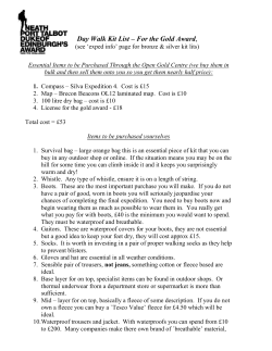 Day Walk Kit List &ndash; For the Gold Award,