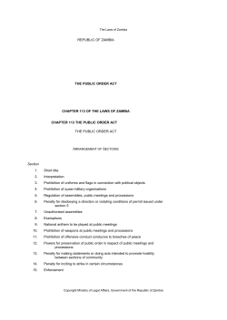 Printing - The Laws of the Republic of Zambia