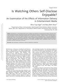 Is Watching Others Self-Disclose Enjoyable? - Mina Tsay