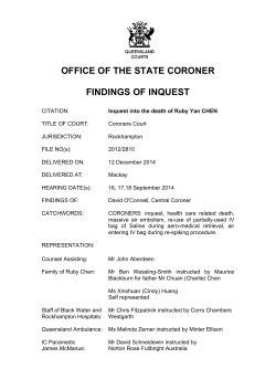 Coronial findings - Ruby Yan Chen
