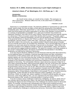 Hudson, WE (2006). American democracy in peril