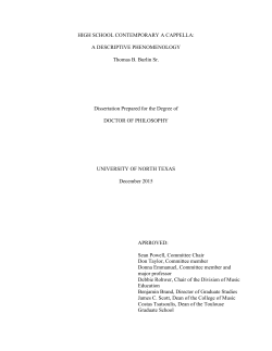 High School Contemporary A Cappella: A Descriptive Phenomenology