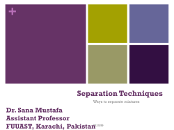 Separation Techniques By Dr. Sana Mustafa