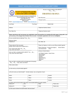 Complaint Form - NAACP Mainland/Pleasantville, NJ Branch