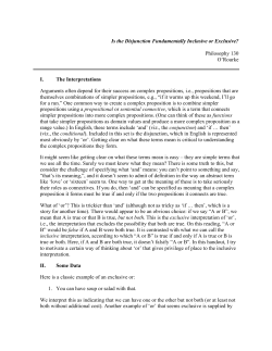 Is the Disjunction Fundamentally Inclusive or Exclusive? Philosophy