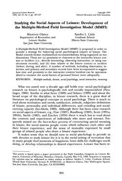 Studying the Social Aspects of Leisure