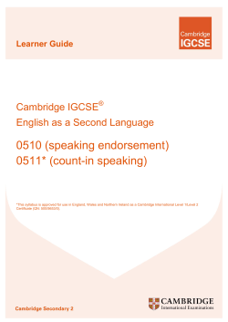 Learner Guide for Cambridge IGCSE English as a Second Language