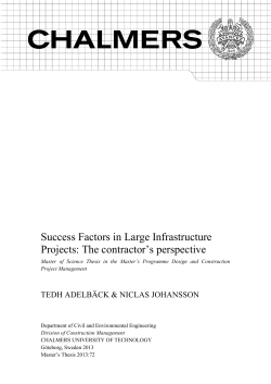 Success Factors in Large Infrastructure Projects