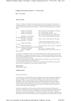 Page 1 of 8 Ballarat Clarendon College - Newsletters