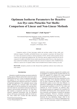 Optimum Isotherm Parameters for Reactive Azo Dye onto Pistachio