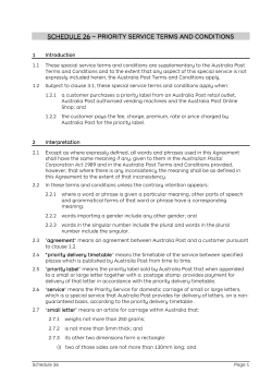 Schedule 26 &ndash; priority mail Service Terms and Conditions