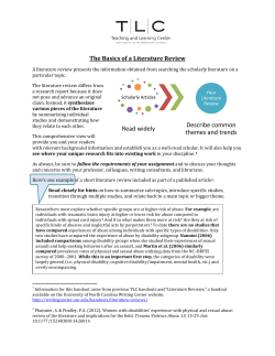 The Basics of a Literature Review