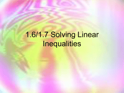 1.6 Solving Linear Inequalities