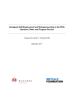 Immigrant Self  Employment and Entrepreneurship in the GTA